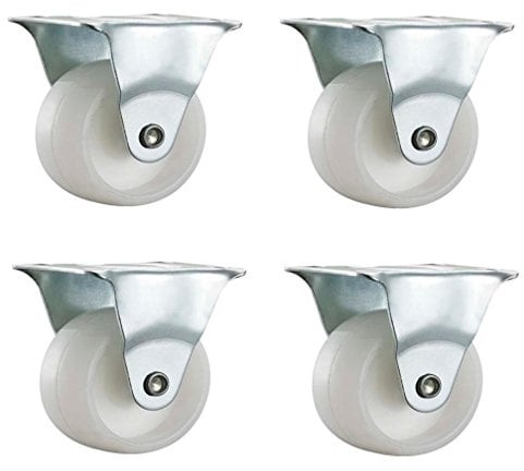 4 ruedas fijas de nailon de 50 mm con frenos, ruedas pequeñas para muebles, aparatos y equipo. Máximo 110 kg por juego