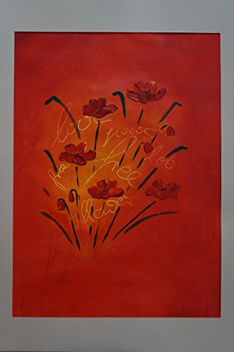 gerahmtes Acrylbild mit Passepartout - Mohn