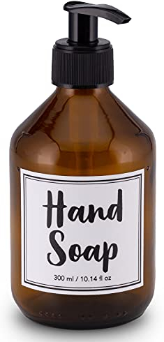 Lifestyle Lover Seifenspender 300ml aus Braunglas, Bernsteinfarben für Seife Spüli Shampoo Lotionen Braun Glas, Hand Soap