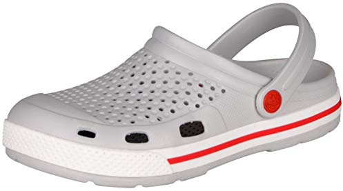 Coqui Lindo Clog Unisex Freizeitclog Gartenclog Hausschuhe (Khaki Grey White, Numeric_42)