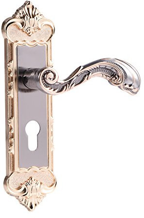 CHICIRIS Serrure de Porte Intérieure en Alliage d'Aluminium Or, Rétro, Vintage, Serrure Mécanique, Poignée de Tirage et Levier, Sécurité Anti-vol, 21 cm x 5,5 cm
