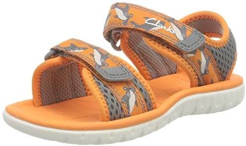 Clarks 261563507 garçon Sandale, Orange Textile, 24 EU