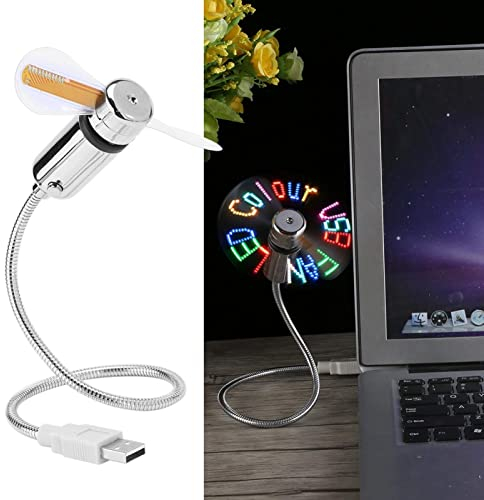 Ventilateur USB LED, affichage de message programmable à LED flexible Mini ventilateur USB RVB pour ordinateur portable PC, ventilateur personnel silencieux pour ordinateur portable alimenté par USB p