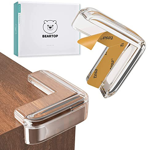 Beartop Kantenschutz Eckenschutz transparent - kristallklar und unauffällig - für Babys, ältere Menschen und Möbel - gummiert - rückstandslos entfernbar
