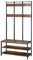 HOMCOM Coat Rack Stand, Free Standing Hall Tree, Coat Stand with Hooks, Bench and Shoe Rack, 100cm x 38.5cm x 185.5cm, Industrial Style, Rustic Brown and Black