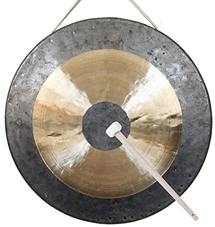 Vinbcorw Original Tan Tan Gong-Whood Chau Gong -Grand Gong-Main Gong-Laiton Cuivre Percussion Yoga Orchestre Symphonique de Guérison avec bobines en Bois/Coton,20cm