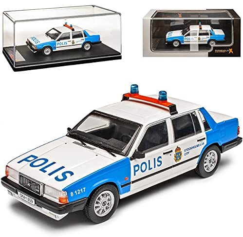 IXO Volvo 740 Limousine Weiss Polizei Polis Stockholm 1984-1992 1/43 PremiumX Modell Auto