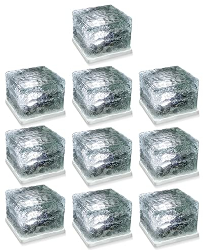 Eaxus® 10er Set LED Solar Leuchte Solar Cube - Eiswürfel als Wohnzimmer-Deko & Gartendeko