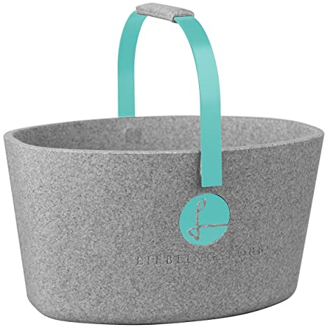 Lieblingskorb Basic Silver Grey Einkaufskorb und Thermobox in einem, isoliert, abwaschbar, Made in Germany, Picknickkorb zum kühlen von Lebensmittel, Einkaufstasche, Volumen: 22 Liter (Türkis)