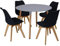 Charles Jacobs Grey Circular Dinner Table Set with 4 Dining Chairs - Black