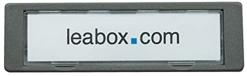 LEABOX Namensschild grau für Briefkästen | Ersatz-Abdeckung mit Sichtfeld aus Plexiglas | mit Schild-Einlage| für Briefkästen und Briefkasten-Anlagen - Außenmaß 75 x 22 mm - Stanzmaß 71 x 19 mm