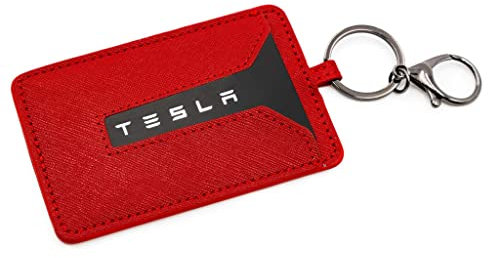 Tesvolution® Schlüsselkartenetui für Tesla Schlüsselkarte - Schlüsselanhänger Kartenhalter für Model 3 Model Y, S und X - aus veganem Leder