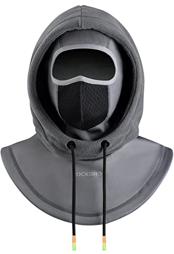 ROCKBROS Cycling Balaclava Bicycle Full Face Hood Winter Cycling Cap Warm Windproof Breathable Neck Warmer Men and Women Bicycle Helmet Neck Gaiter Bike Cap for Cycling Skiing Grey