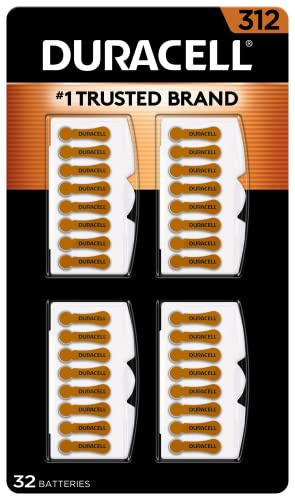 Duracell Lot de 32 piles pour appareils auditifs Marron Taille 312 A avec alimentation longue durée Installation EasyTab pour appareils auditifs
