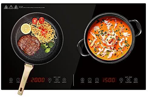 Electric Induction Hob Portable Digital Touch 9 Power Level Double Cooker Hot Plate 2 Rings Cooktop