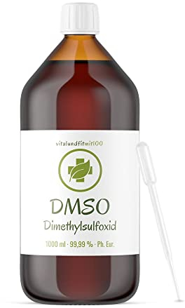DMSO (Dimetylsulfoxid) - 1000 ml - 99,99% Ph. Eur. - in Braunglas-Medizinflasche mit PP28-Verschluss, Kindersicherung, Originalitätsring inkl. Pasteur Pipetten 3 ml - Qualität: MADE IN GERMANY