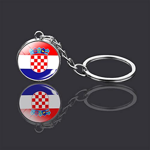 JEDTAKCT Kroatien-Flagge, Glaskugel-Anhänger, Schlüsselanhänger – Paar, Europäische Nationale Mini-Souvenirs, Schlüsselanhänger, Neuheit, Weltflagge, Schlüsselanhänger, Schmuck Für Männer