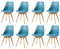 GrandCA HOME 8er Set Skandinavischer Esszimmerstühlen, Gepolsterter Stuhl mit Beinen aus Buchenholz, für Esszimmer, Wohnzimmer, Schlafzimmer, Küche (TintenGrün)