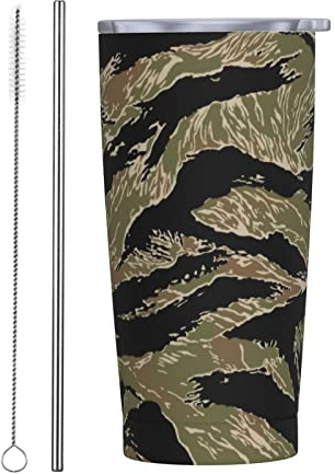 RFSHOP Tiger Camouflage 590 ml Reisebecher Thermobecher Edelstahl mit Deckel auslaufsicher Kaffeetasse für heiße und kalte Getränke