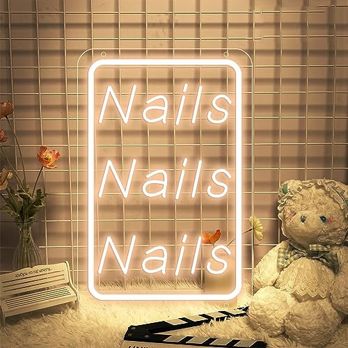 FINOTI Custom Nails Room Neon Sign Nails Neon Sign 3D Engraving Manicure LED Neon Lights Wall Decoration for Beauty Room for Eyelashes, Nail Shop, Room, Bedroom with Switch, H, 30 x 20 cm