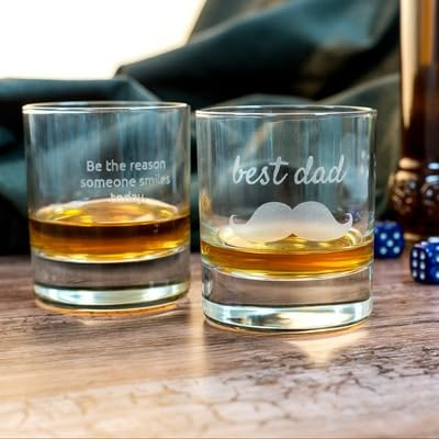 Smartphoto Verre à Whisky - Verre personnalisable avec gravure élégante - Cadeau de Saint-Valentin, cadeau de Noël, cadeau d'anniversaire - Lot de 1, 21 cl