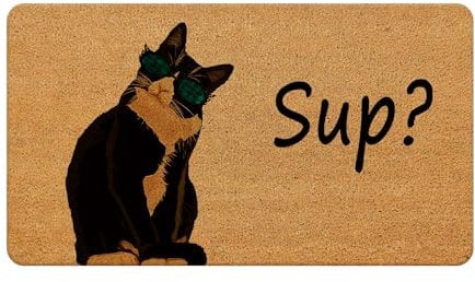 Likjad cat Door mat，Funny Door mats Outside，cat Welcome mat，Funny Door mat，Black cat Door mat Outside Entrance，cat Welcome mat，Funny cat Welcome matt Outdoor，Funny Welcome mat Coir Doormat 17x30 inch