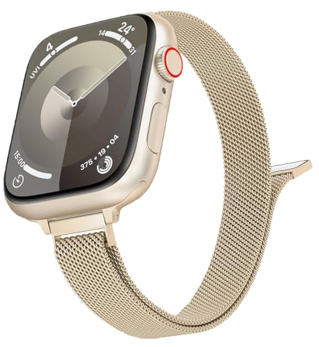 Cinturini Compatibile con Cinturino Apple Watch 40mm 41mm 38mm 44mm 45mm 49mm 42mm 46mm iWatch Donna Uomo,Band Sottile Maglia Milanese Acciaio Inossidabile per Apple Watch Serie 10 9 8 7 6 Ultra2 SE
