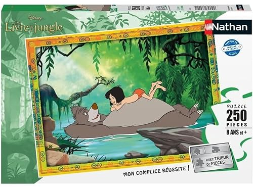 Nathan Kinderpuzzle 250 Teile Das Dschungelbuch Disney | Mädchen oder Jungen ab 8 Jahren | Hochwertiges Puzzle | Dicker und strapazierfähiger Karton | Dschungelbuch | 86222