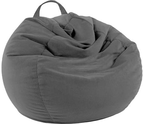LPMOERA Stuffed Animal Storage Bean Bag Chair Cover (No Filler) For Kids and Adults.Soft Premium Corduroy Stuffable Bean Bag For Organizing Children Plush Toys or Memory Foam Dark Grey L For Adults