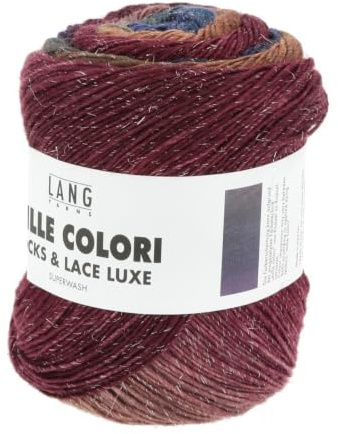 Lang Yarns MILLE COLORI SOCKS AND LACE LUXE 859.0214 - Navy/Violett/Braun