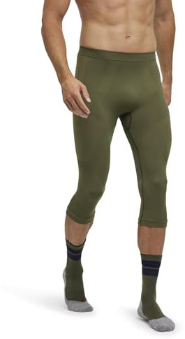 FALKE Herren Baselayer-Hose Warm 3/4 M Ti Funktionsmaterial schnelltrocknend 1 Stück, Grün Herb 7754, S