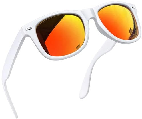 Joopin Trendy Square Red Sunglasses Oversized Sun Glasses Polarised UV400 Shades for Women Men (White Frame Mirrored Orange Red)