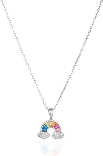 Regenbogen-Zirkonia-Halskette, Regenbogen Besetzter Zirkon Anhänger, Kinder Regenbogen Wolke Halskette, für Party Geschenke Geburtstag