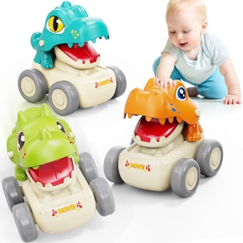 MOONTOY Auto Spielzeug ab 1 Jahre Junge Mädchen, 3 Stück Tiere Spielzeugauto Rennauto, Press and Go Auto Baby Spielzeug für Kleinkin10 12 18 Monate, Ostern Geschenk für Kinder 1 2 3 Jahr Junge Mädchen