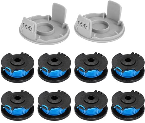 KJLEEN Confezione da 10 bobine per decespugliatore compatibili con Ryobi One+ AC14RL3A, Olt1832 Rac124 18 V 24 V 40 V, filo bobina in nylon da 0,2 cm con tappo a bobina AC14HCA