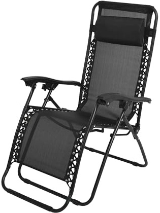 Garden Store Direct Zero Gravity Relaxer Chairs Sun Loungers Outdoor Patio Recliner Weightless Feel Seat - Weather Resistant (1, Black)