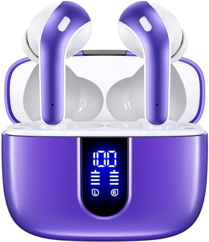 TAGRY Bluetooth Headphones True Wireless Earbuds 60H Playback LED Power Display Earphones with Wireless Charging Case IPX5 Waterproof in-Ear Earbuds