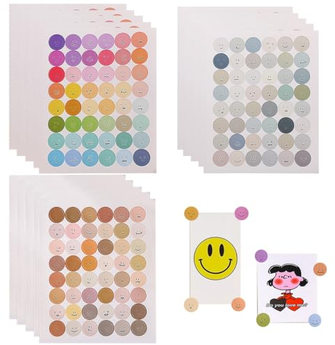 SamHeng 720 Stück Emoji Aufkleber, Selbstklebend Emoticon Aufkleber 15mm Bunt Klebepunkte Stimmungs Aufkleber Lustige Gesichter Scrapbooking Sticker für Telefon Laptop Bastelprojekte Wanddekoraiton