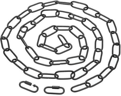PATIKIL Kette zum Aufhängen mit 2 Schraubverbinder 182cm Metallkette 4mm Starke Gliederkette Eisenketten Verlängerung Absperrketten für Blumenkorb Lampen, Schwarz