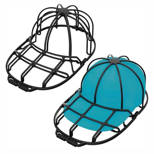 LSRVNM 2 Stück Hutwaschrahmen, Cap Washer für Baseballkappen, Cap Waschen, Basecap Kappen Waschgestell, Rahmen Schutzgitter als Schutz für Baseballkappen in der Waschmaschine (Schwarz)
