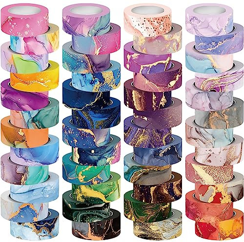 Voolcaoo 48 Rollen Washi Tape Set - Dekoratives Klebeband Bunt Buntes Marmormuster Masking Tape für Scrapbooking Supplies, Diy Handwerk, Journals Planners, Geschenkdekoration Verpackung