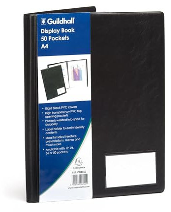 Exacompta - Réf. CDB50Z - Carton de 2 Protège-documents - 50 pochettes lisses de très haute qualité - 100 vues - pour A4 - dim 25 x 32 cm - porte étiquette - couverture en PVC rigide - noir