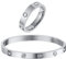RIXERKOC Gold Ringe Armbänder für Damen 18K Gold plattiert Liebe Freundschaft Armband Cubic Zirkonia Armreif mit Ring Edelstahl Schmuck-Set Hochzeit Band Schmuck (Silberarmband mit Ring Größe 7)