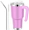 EQARD Mug Isotherme Cafe avec Paille Poignée Tasse de Voyage avec Couvercle étanche Gobelet Inox avec Tube Brosse Thermos Cafés pour Chaud ou Glacé Tous Sans BPA (Rose, 30oz Couvercle à Vis)