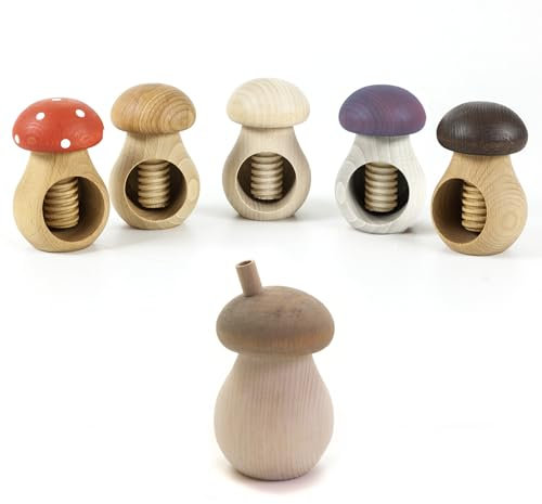 Holzfee Nussknacker Pilz Set 5 Nussknackerpilz + 1 Räucherpilz Buchenholz