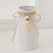 HOPEME Charming 6-Inch Ceramic Vase with Jute Rope & Heart Charm, Elegant Boho & Farmhouse Décor, Small Vase for Home and Office, White
