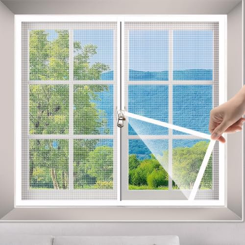 Kighdel Magnetic Fly Screen Window Velcro Strap Fly Screens for Windows Screens Adjustable Window Net Window Fly Screen 120 * 100cm Used to Prevent Insects Flies Mosquitoes Pollen from Entering