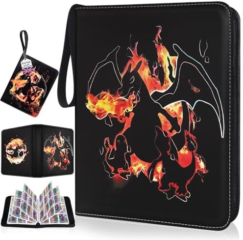 9 Pockets Card Binder about 1080 Pockets Waterproof PU Leather trading card binder Extra Large Card Album Holder with Removable Sleeves (black)