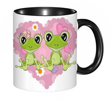 HRRASFAZF Ceramic Coffee/Tea Mug, 11 oz Funny Mugs,Frog Princess and Frog Prince and Shape Background,Gifts for Mothers Day,Birthdays,Christmas,Valentines,Anniversaries