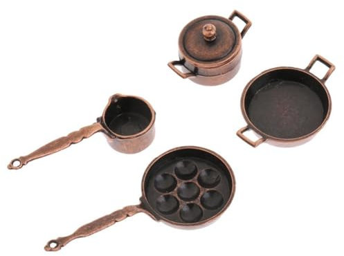 Rtxbvg Casa de Muñecas Utensilios de Cocina en Miniatura 4 Piezas Metal